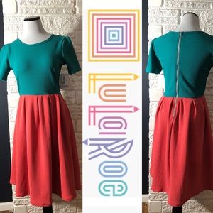 Lularoe Amelia Color block Teal and Red-Pink